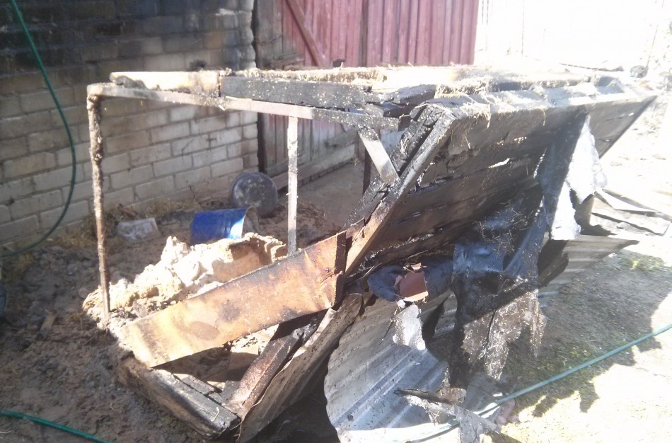 Dėl neatsargaus elgesio – sudegė šuns būda, aprūko ūkinis pastatas