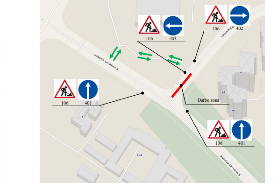 Dalyje Chemikų gatvės bus uždaromas eismas