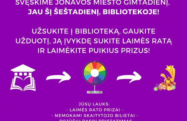 Jonavos viešoji biblioteka rugpjūčio mėnesį kviečia į renginius