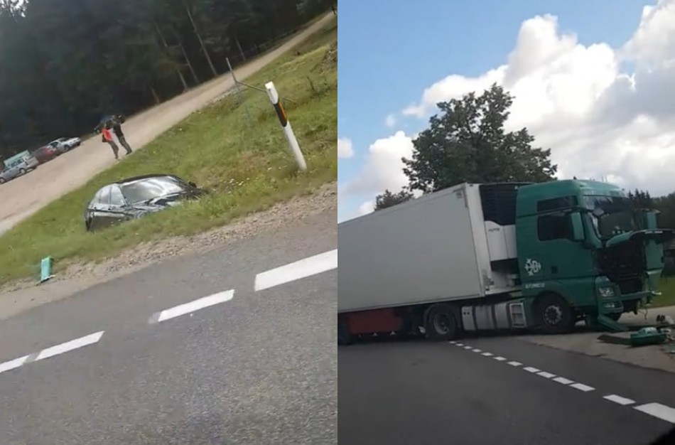 Kelyje Jonava - Ukmergė – dar viena avarija: susidūrė lengvasis automobilis ir vilkikas