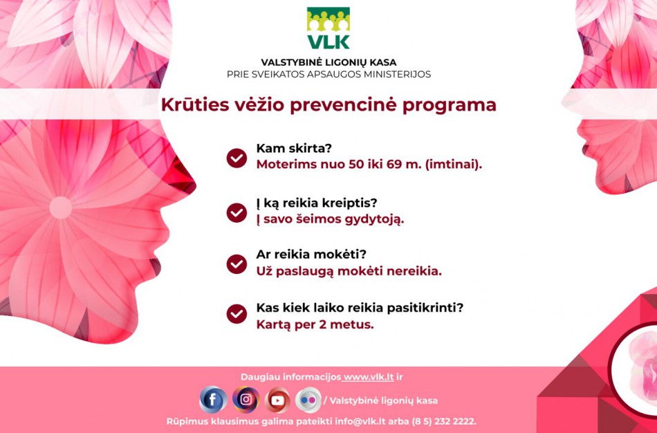 Daugėja besitikrinančiųjų dėl krūties vėžio 