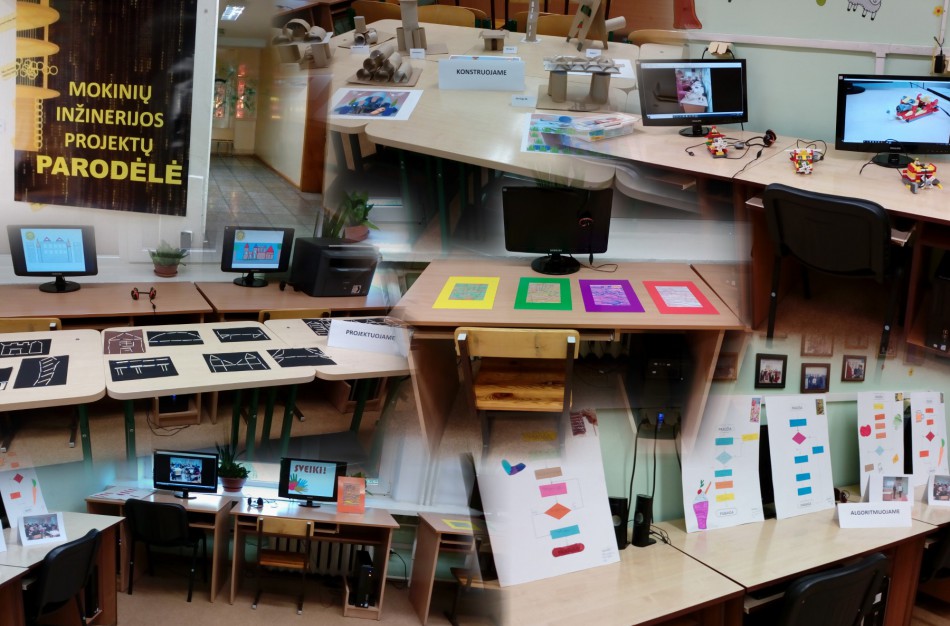 Pirmoji penktokų inžinerijos projektų paroda Jonavos ,,Neries“ pagrindinėje mokykloje