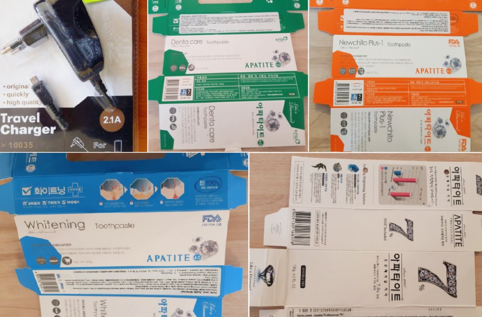 Pavojų vartotojų sveikatai galėjo sukelti kelioninis įkroviklis ir dantų pasta