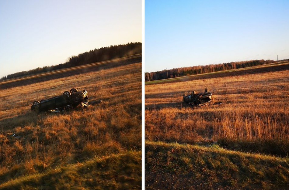 Apvirtus BMW į gydymo įstaigą išvežti du vyrai