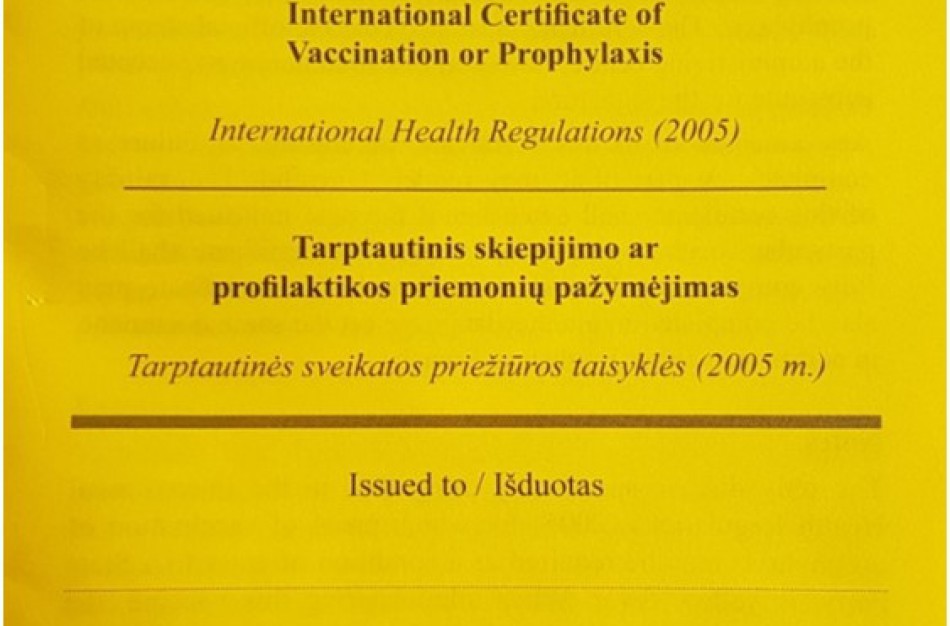 Ruošiatės keliauti: nepamirškite tarptautinio skiepijimo pažymėjimo