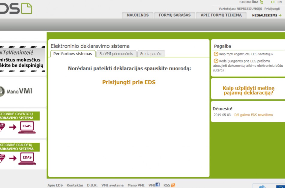 Pasenusią, pilką gyventojų pajamų deklaraciją kovą pakeis naujas EDS vedlys