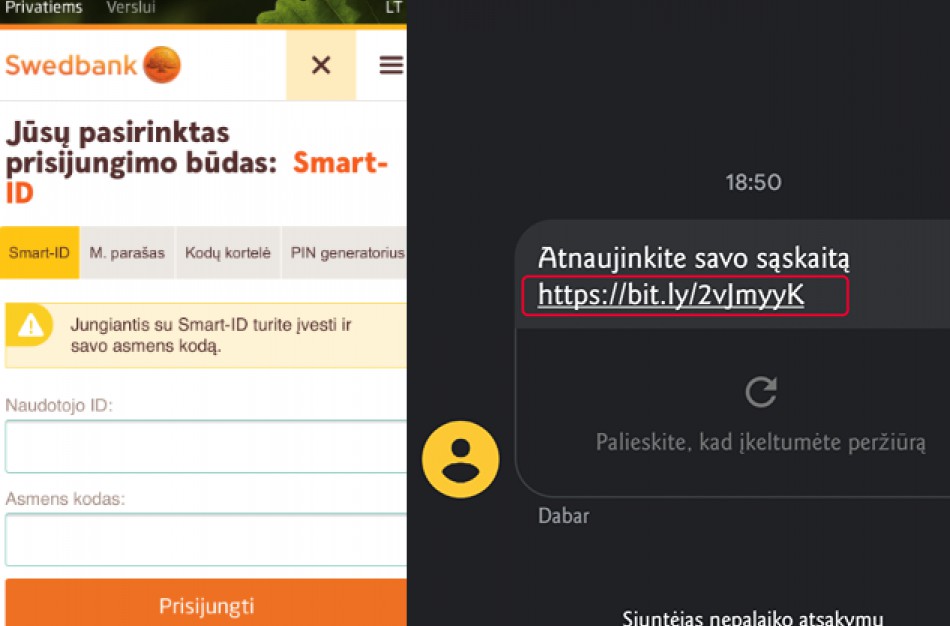 „Swedbank“ įspėja klientus apie sukčius