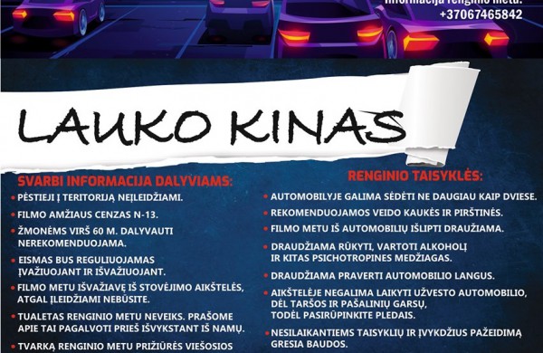 Šiandien įvyks antrasis Drive-In kino teatro seansas