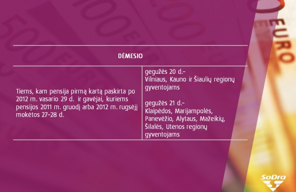 „Sodra“ skelbia gegužės išmokų mokėjimo grafiką