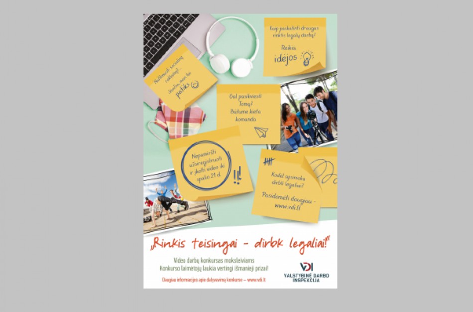 Moksleiviai kviečiami kurti socialinę reklamą apie legalaus darbo privalumus