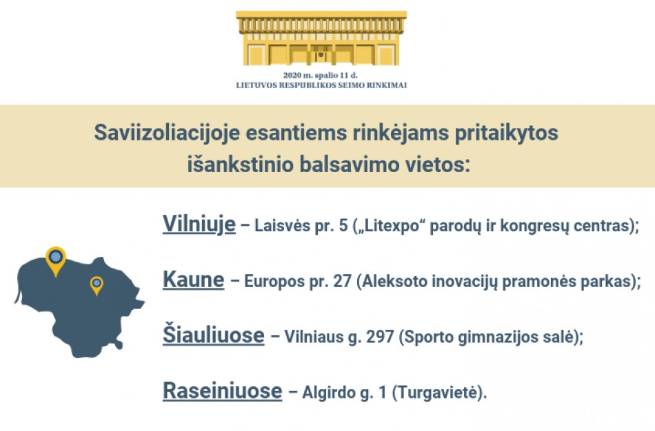  Saviizoliacijoje esantys rinkėjai galės palikti izoliacijos vietą iki 3 valandų