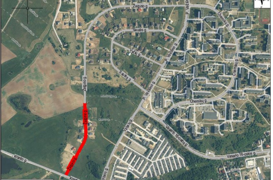 Numatoma Žalgirio g. atkarpos, lietaus nuotekų tinklo bei gatvės apšvietimo nauja statyba
