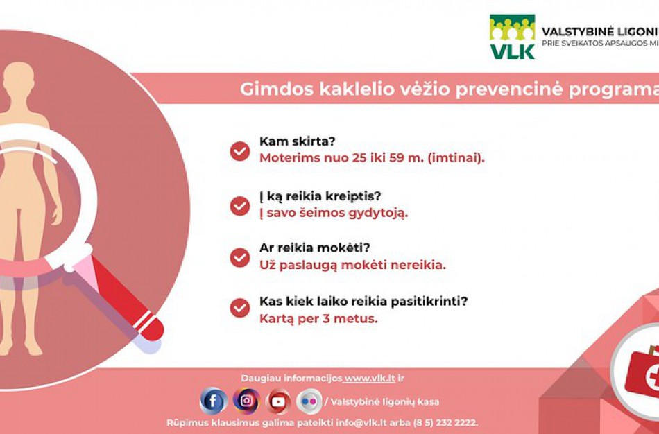 Moterys raginamos aktyviau dalyvauti gimdos kaklelio vėžio prevencinėje programoje
