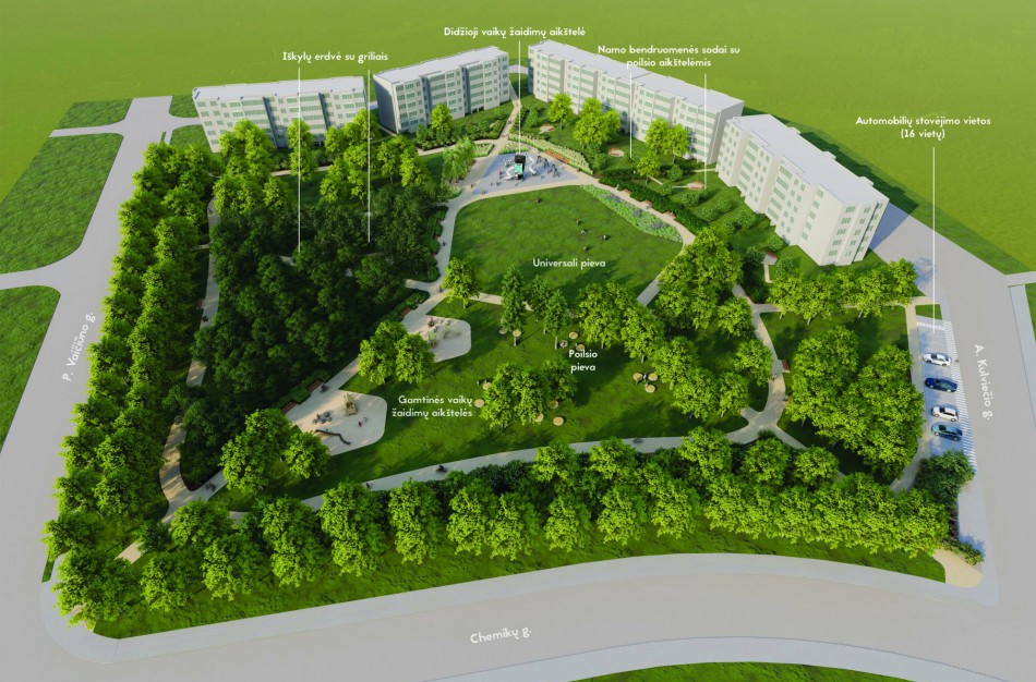 Parengti Parko įrengimo Jonavos mieste tarp Chemikų g., P. Vaičiūno g. ir A. Kulviečio g. projekto projektiniai pasiūlymai