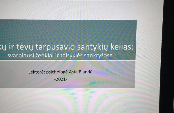 Virtuali paskaita tėvams Justino Vareikio progimnazijoje