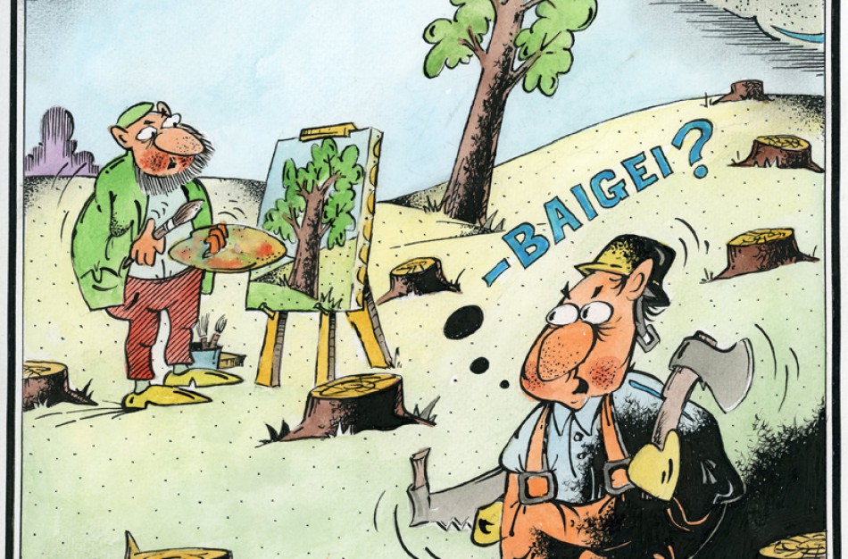 Balandžio 1-ąją pristatoma karikatūrų paroda apie Žaliąjį kursą