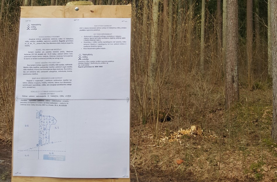 Apie miškuose vykdomus darbus – informaciniai stendai visuomenei