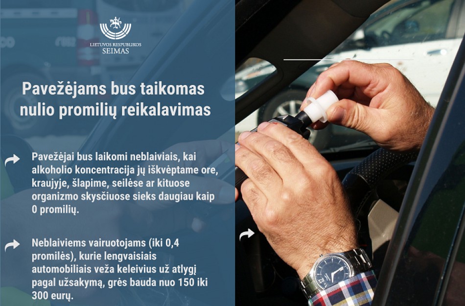 Pavežėjams bus taikomas nulio promilių reikalavimas