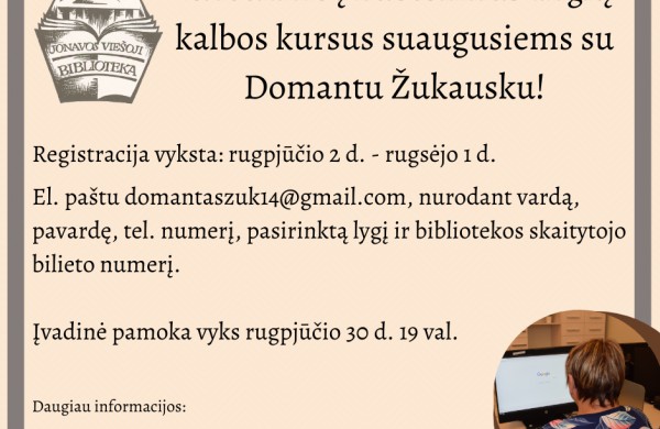 Gyventojai kviečiami į nemokamus anglų kalbos kursus suaugusiems