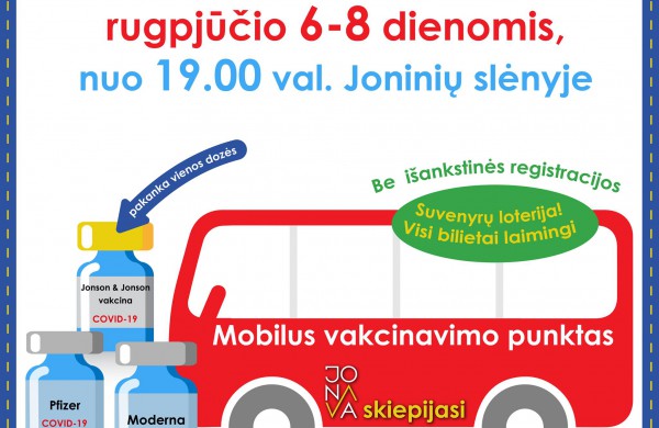 Jonavos mobiliajame punkte bus skiepijama ir ,,Jannsen" vakcina