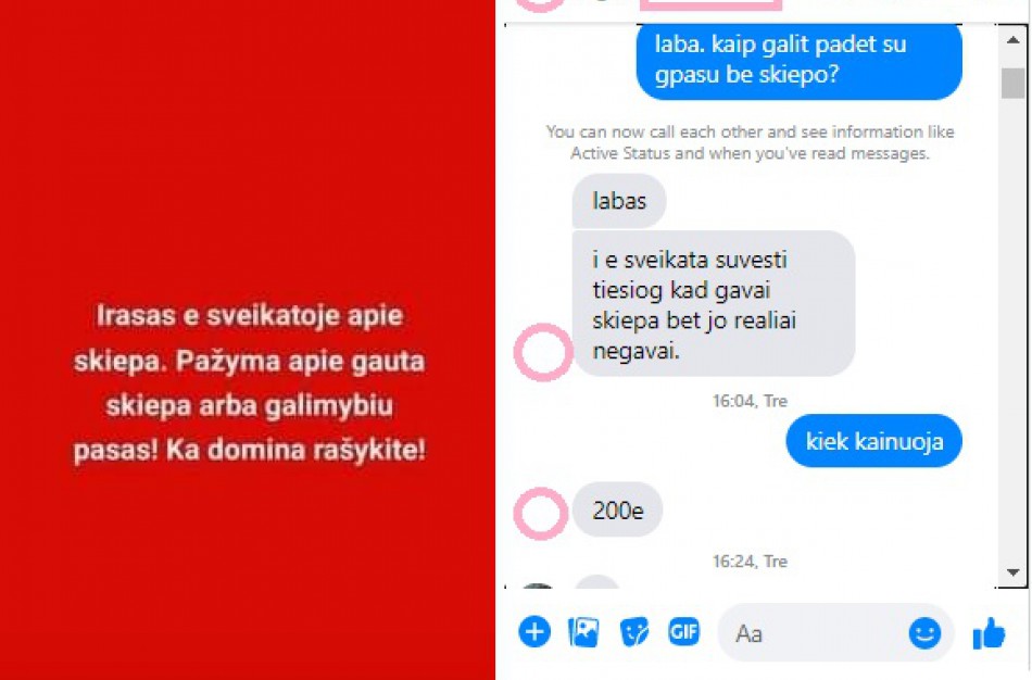 Virtualus policijos patrulis apie Galimybių pasą: nepirkite jo internetu