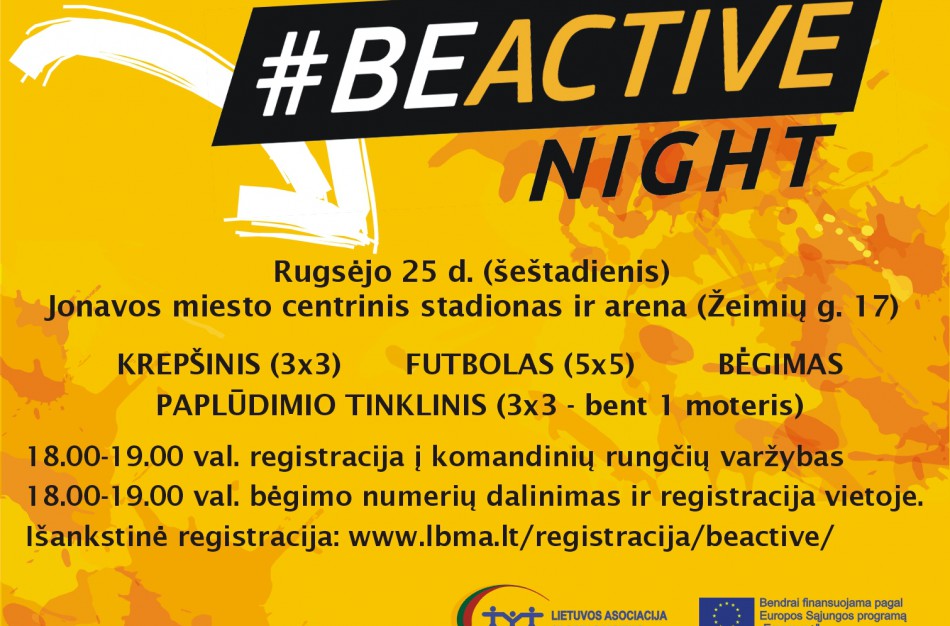 Jau rugsėjo 25 d. BeActive night Jonavoje