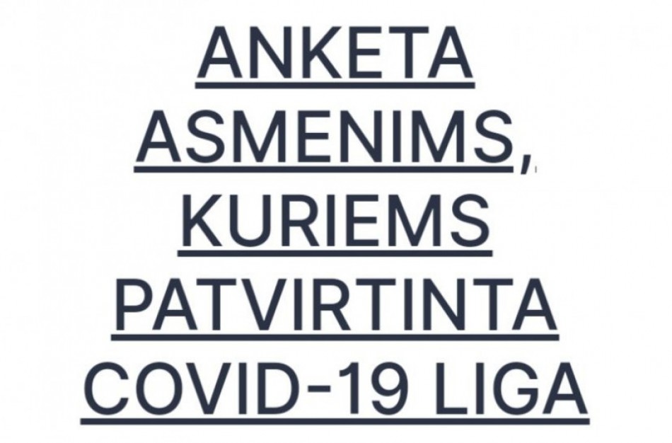Jeigu susirgę COVID-19 nesulaukiate NVSC skambučio – pildykite elektroninę anketą