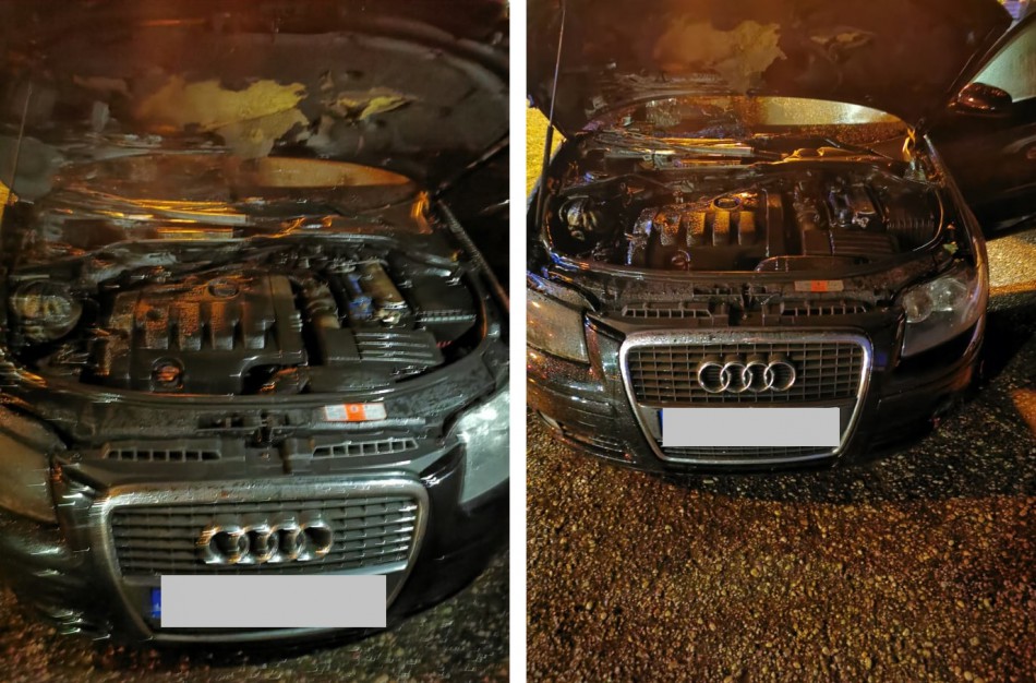Naktį A. Kulviečio g. atvira liepsna degė „Audi A3“