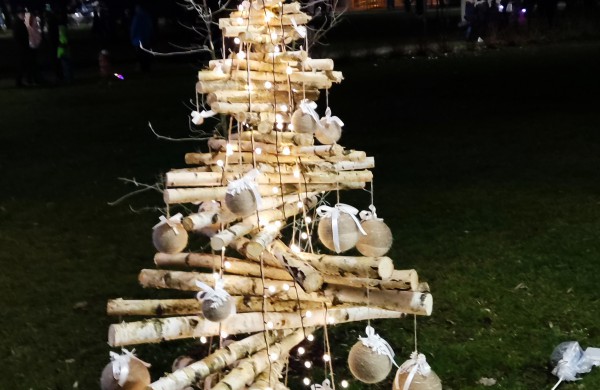 Įžiebta Jonavos miesto puošmena: sužibo Kalėdų eglė ir nutvisko Kalėdinių eglučių miestelis