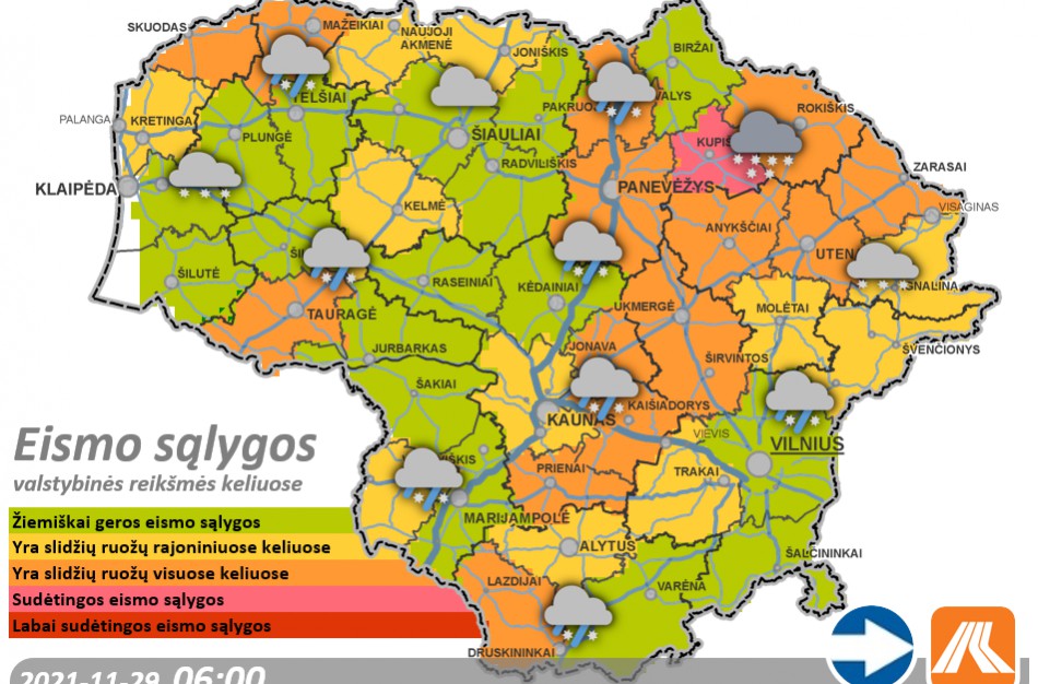 Būkite atidūs: Jonavos rajono keliuose - slidūs ruožai