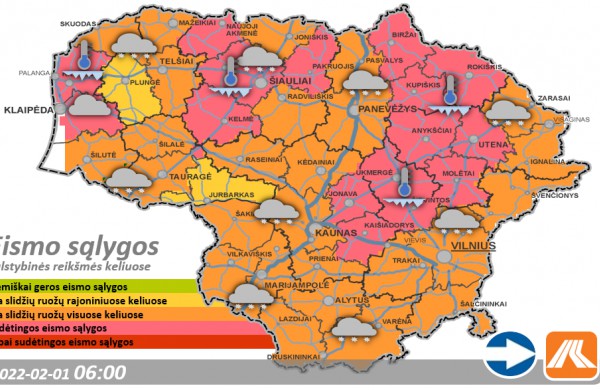 Šiaurės Lietuvoje bei Kretingos, Jonavos, Širvintų ir Utenos rajonuose vietomis susiformavęs plikledis