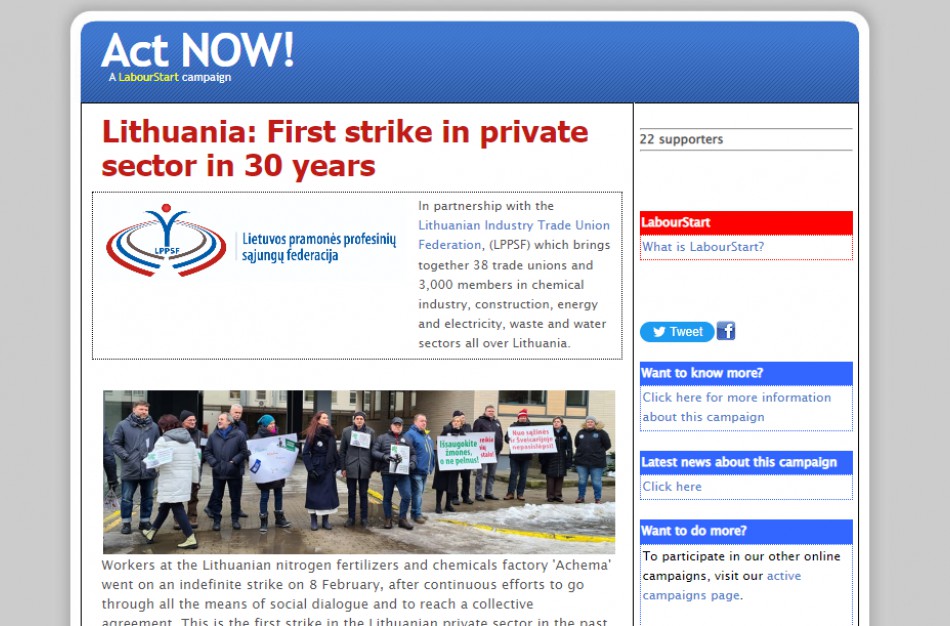 “Achemos” streikas persikelia ir į tarptautinę erdvę - visuomenė kviečiama pasirašyti peticiją