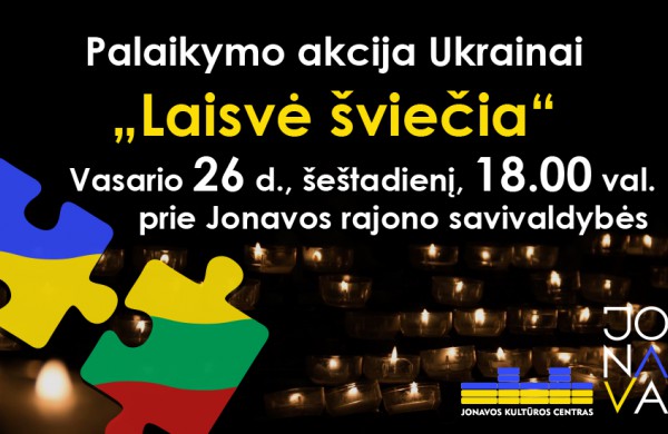 Palaikymo akcija Ukrainai „Laisvė šviečia“