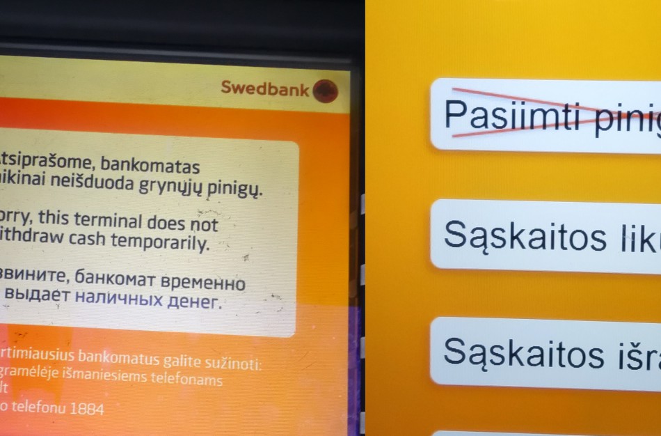 Lietuvos bankas: bankomatų užpildymas – įprasto lygio