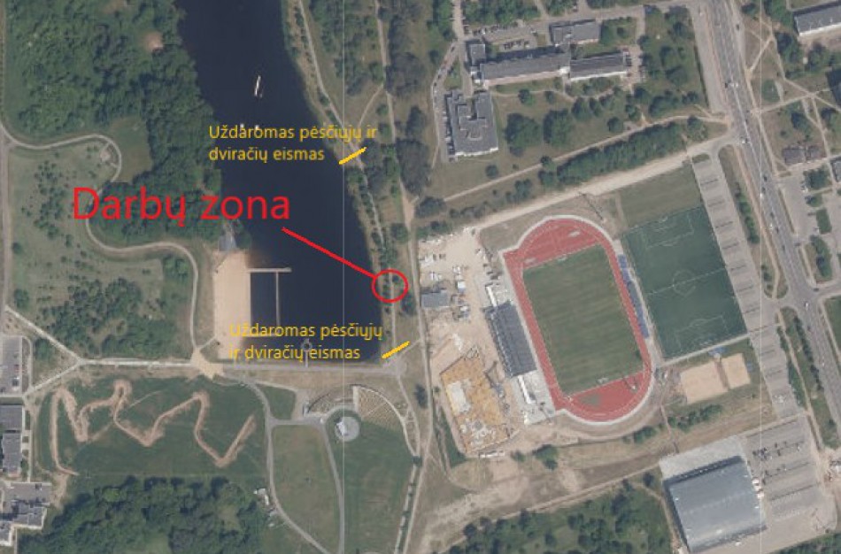 Laikinai uždaromas praėjimas pėsčiųjų taku