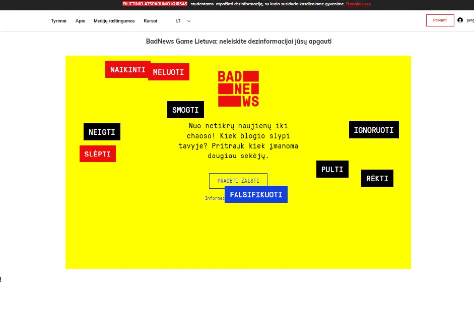 Žaidimas „Blogos naujienos“: neleiskite dezinformacijai jūsų apgauti