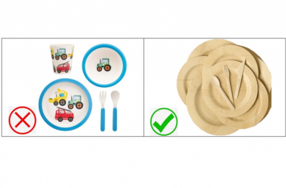 Prekyboje vis dar pasitaiko neleistinų ir sveikatai pavojingų plastikinių indų iš bambuko