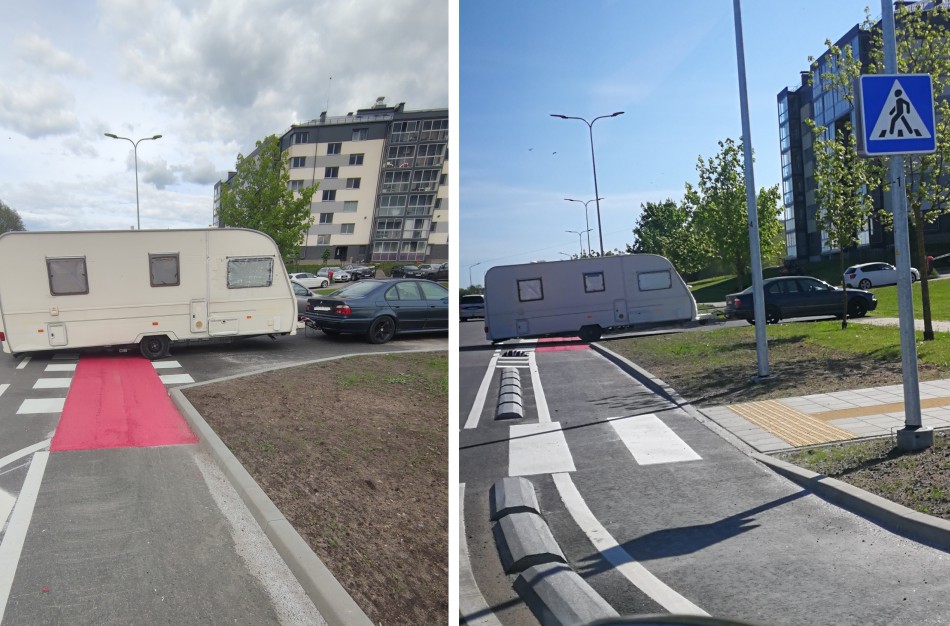 Internautai: Tas kemperis tai turbūt greičio viršijimo prevencija paspirtukininkams?