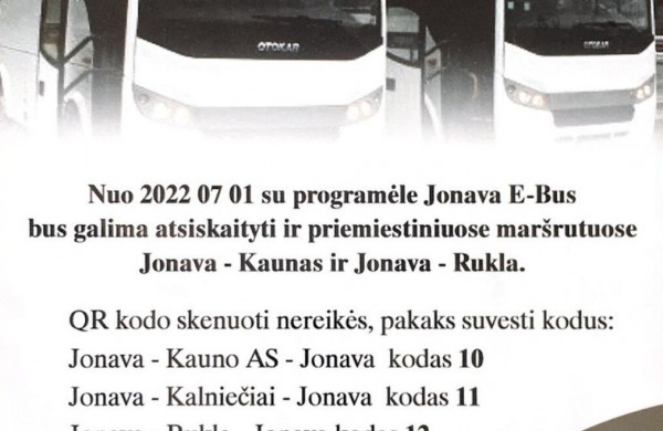 Su programėle „Jonava E-Bus“ bus galima atsiskaityti ir priemiestiniuose maršrutuose