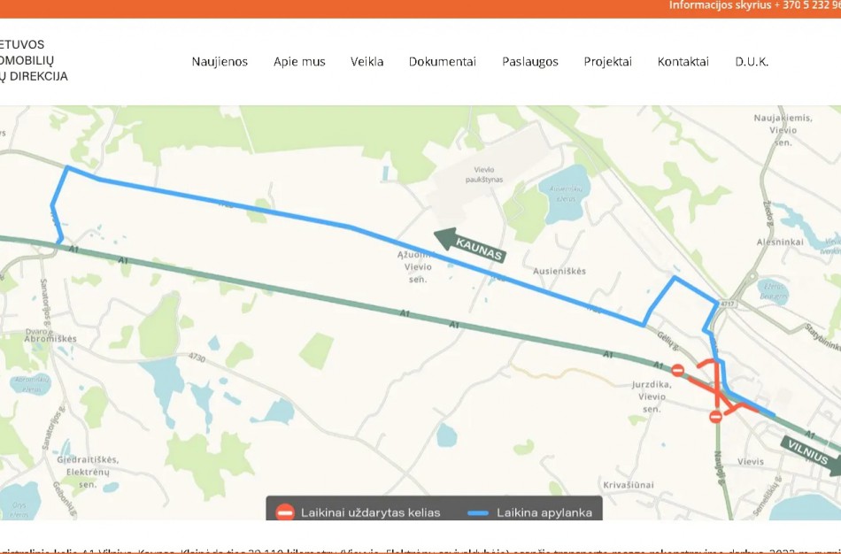 Laikini pokyčiai kelyje Vilnius-Kaunas: bus uždaromas eismas