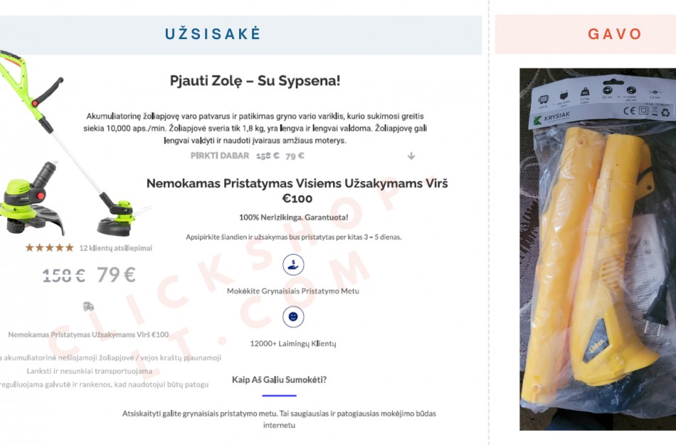 Vietoje prekės, kurios tikėjosi - žaislinė