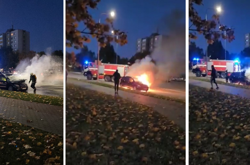 Prie Jonavos sporto arenos pleškėjo automobilis