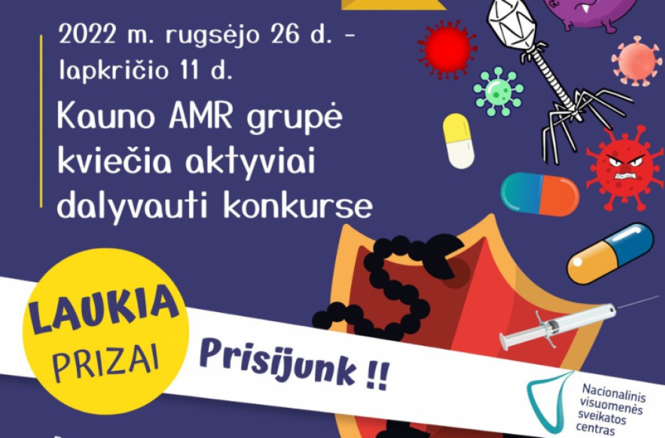 Kauno apskrityje skelbiamas moksleivių konkursas „Drauge nugalėsime mikrobų atsparumą antibiotikams“