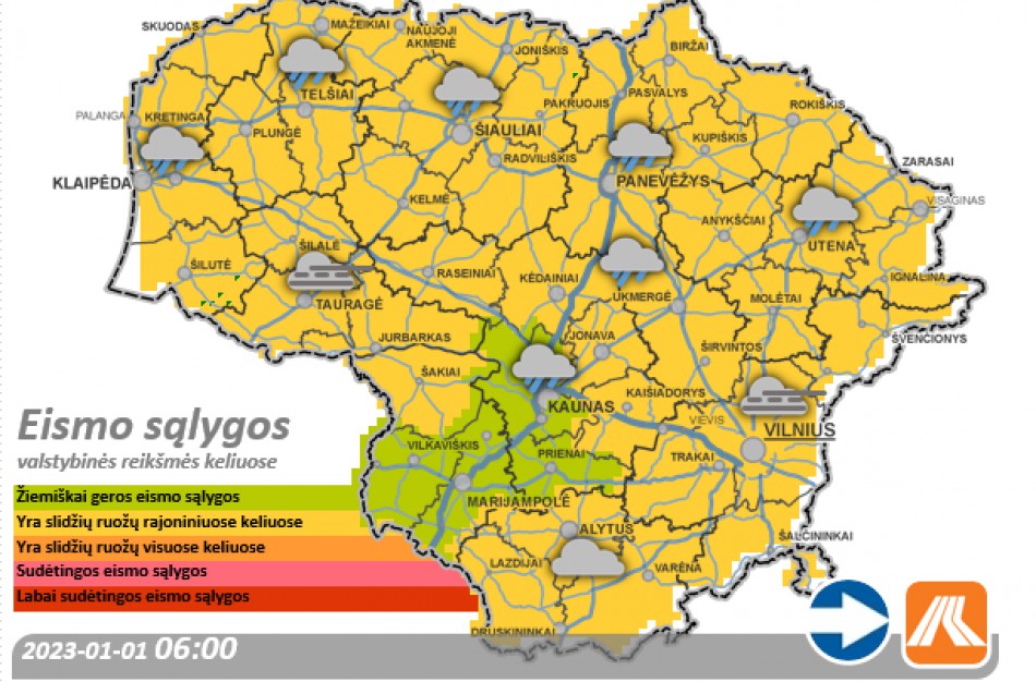 Sausio 1-osios kelių būklė ir eismo sąlygos