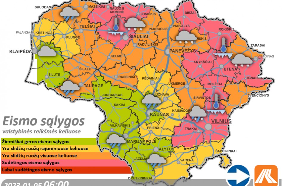 Sausio 5-osios kelių būklė ir eismo sąlygos
