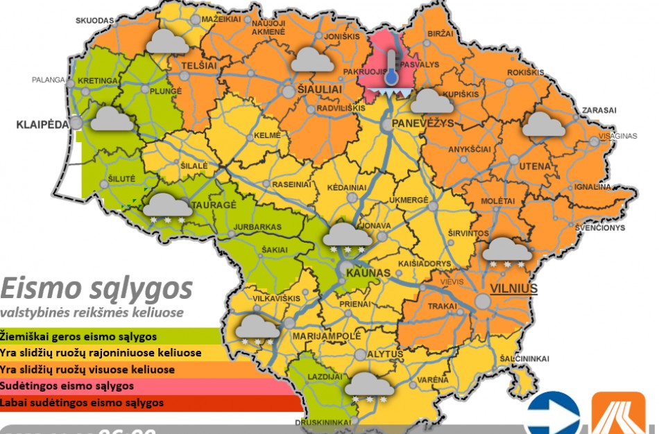 Sausio 6-osios kelių būklė ir eismo sąlygos