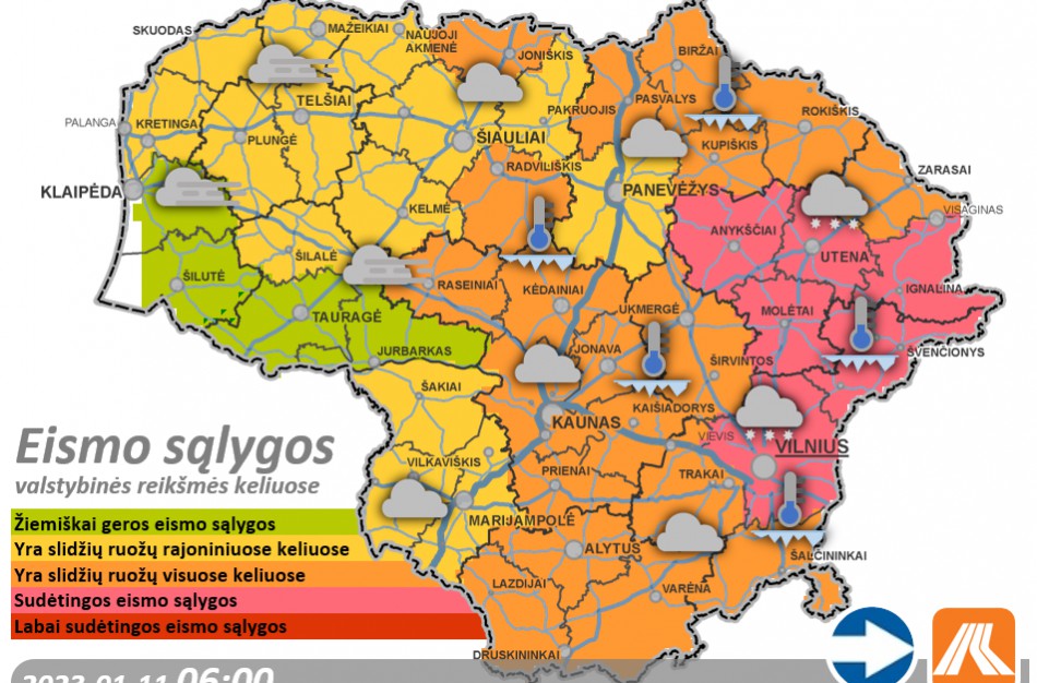 Sausio 11-osios kelių būklė ir eismo sąlygos