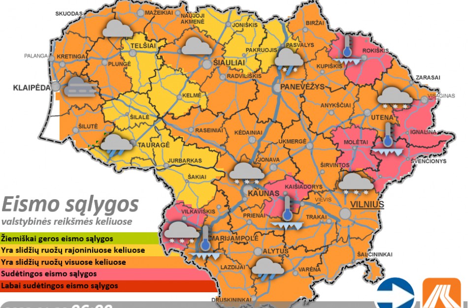 Sausio 20-osios kelių būklė ir eismo sąlygos