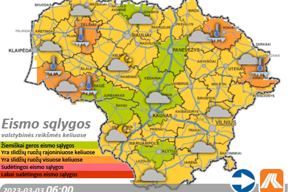 Kovo 3-iosios kelių būklė ir eismo sąlygos