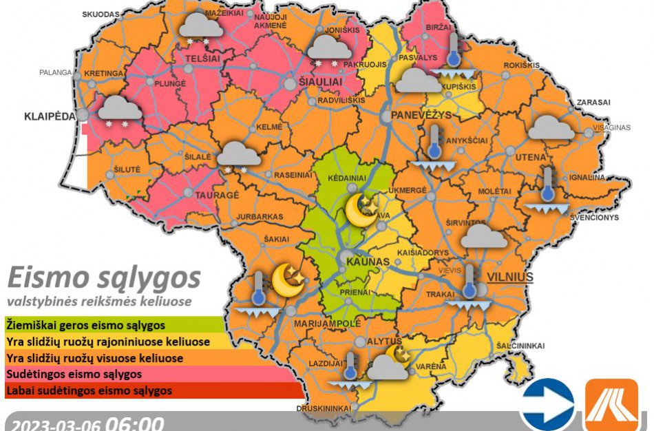 Kovo 6-osios kelių būklė ir eismo sąlygos
